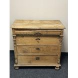 An antique pine four drawer chest (a/f)