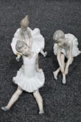 Three Nao figures of ballerinas (a/f)
