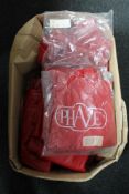 A box of Phaze leather look red trousers