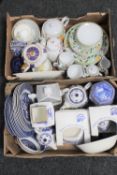 Two boxes of Ringtons ware - caddies, vases, teapots,