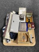 A tray of gent's ties, Ronson table lighter, cigarette box,