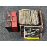 A large box of mainly classical and jazz LP records and two cases of 78s