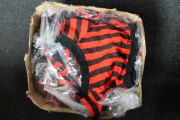 A box of stripped boob tube tops