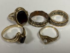 Five 9ct gold rings (5) CONDITION REPORT: 17.6g gross.