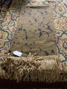 Three tapestry tasselled bed throws and one other
