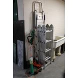 An aluminium folding multi function ladder,