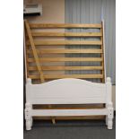 A painted pine 5' bed frame