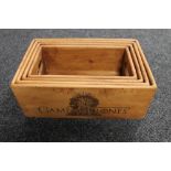 Set of four graduated pine caddies bearing Game of Thrones decoration