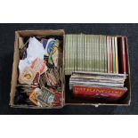 A box of beer mats, box of LP easy listening records,