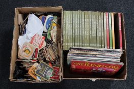 A box of beer mats, box of LP easy listening records,