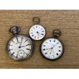 A silver open face pocket watch signed American, Waltham Watch Co,