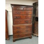 A George III mahogany chest on chest, width 108 cm,