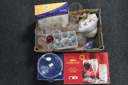 A boxed Gleneagles crystal bowl, box of assorted glass ware,