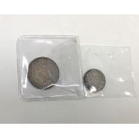 A Victorian silver Cyprus 50 cents coin and an 1893 25 cents coin (2)