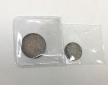 A Victorian silver Cyprus 50 cents coin and an 1893 25 cents coin (2)