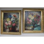 Two gilt framed continental school still life oils on canvas signed E Gerl