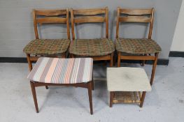 Three Danish mid 20th century teak dining chairs,
