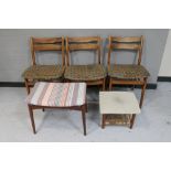 Three Danish mid 20th century teak dining chairs,