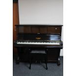 A mahogany cased straight strung piano by Cramer of London