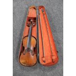 A 19th century continental violin, unmarked,