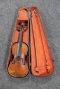 A 19th century continental violin, unmarked,