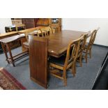 A good quality twin pedestal extending dining table, 231cm extended,