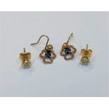 A pair of 9ct gold sapphire set earrings,