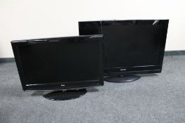 A Grundig 37 inch LCD TV with remote together with a 32 inch LCD TV no remote