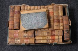 A box of leather bound law books