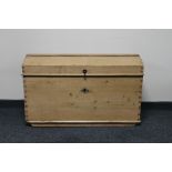 An antique pine trunk CONDITION REPORT: Height 59cm width 97cm depth 53cm