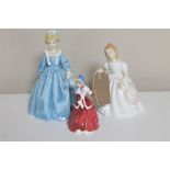 A Royal Worcester figure - Grandmother's Dress and two further Royal Doulton figures - Amanda HN