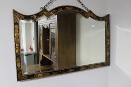 A 1920's Chinoiserie bevelled wall mirror CONDITION REPORT: Dimensions 83 cm x 53