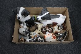 A box of assorted animal ornaments - cats,