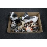 A box of assorted animal ornaments - cats,