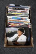 A box of seventy-five vinyl records - Michael Jackson, Ozzy Osbourne, Paul Young, Brian Ferry,