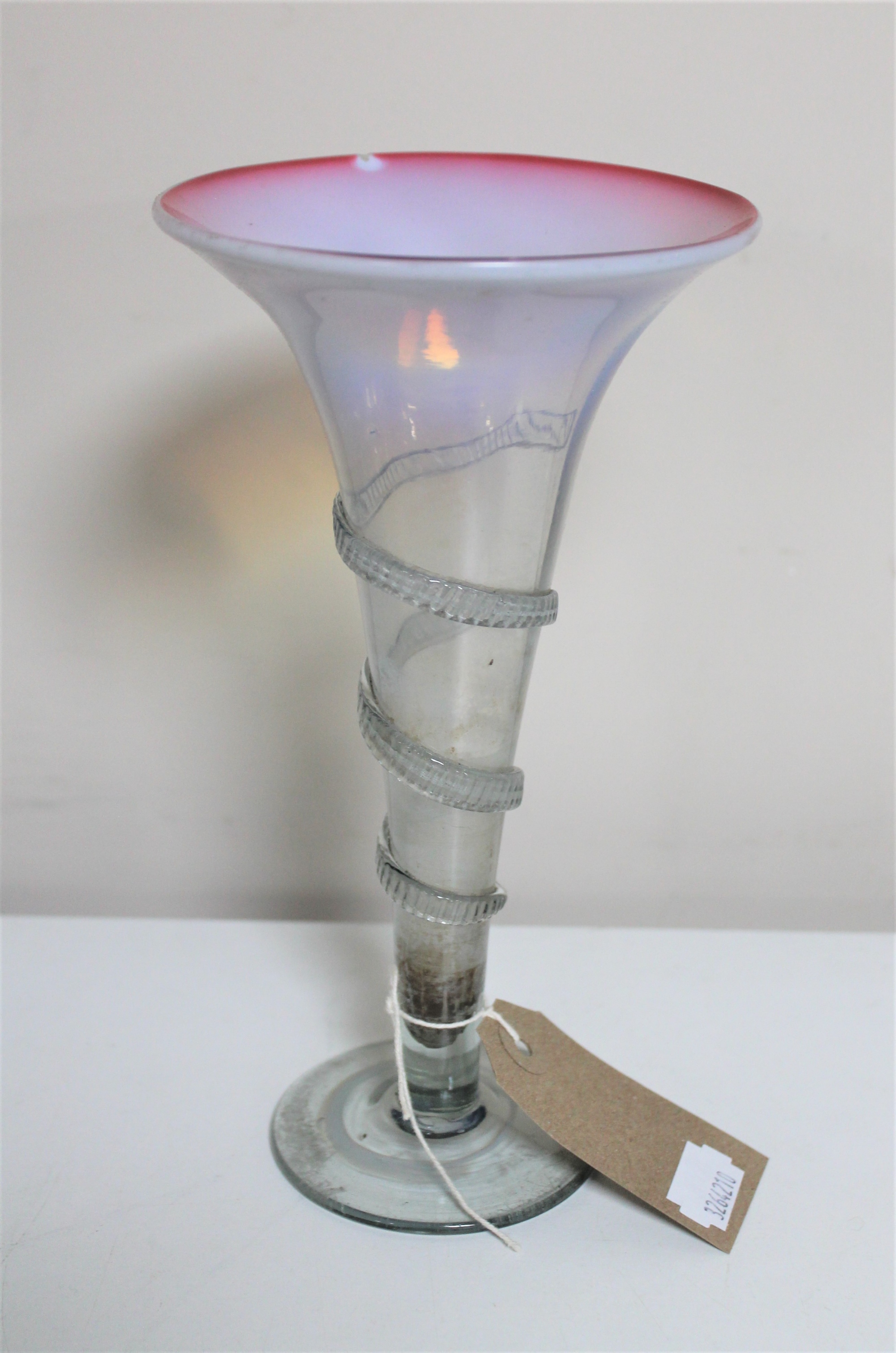 A Victorian glass twist stem vase,