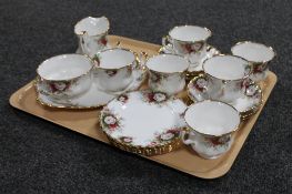 A tray of twenty-one piece Royal Albert Celebration china tea service