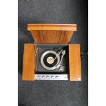 A mid 20th century teak cased HMV radiogram with Garrard turntable