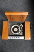 A mid 20th century teak cased HMV radiogram with Garrard turntable