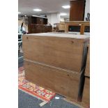 Two plywood storage boxes