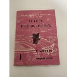A 1960 Rome Olympics Athletics programme including four tickets for the athletics and football
