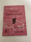 A 1960 Rome Olympics Athletics programme including four tickets for the athletics and football