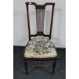 A Victorian mahogany tapestry seated bedroom chair