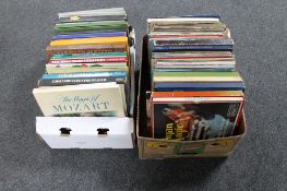 Two boxes of vinyl LP's and and boxed sets, classical,