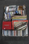 Two boxes of CD's, DVD's and boxed sets, small quantity of LP's, Beatles, Elton John,