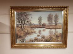 Continental School : oil on canvas of marshland,
