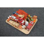 A tray of mid century and later die cast car transporters, emergency vehicles, Dinky,