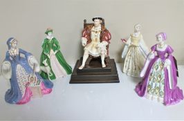 Five Wedgwood figures - Henry VIII, Jane Seymour, Catherine Parr,