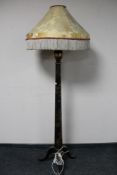 A 1920's Chinoiserie standard lamp with shade on three-way pedestal CONDITION REPORT: