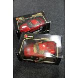 Two large scale Burago 1:18 die cast vehicles - Ferrari 550 and Ferrari GTO